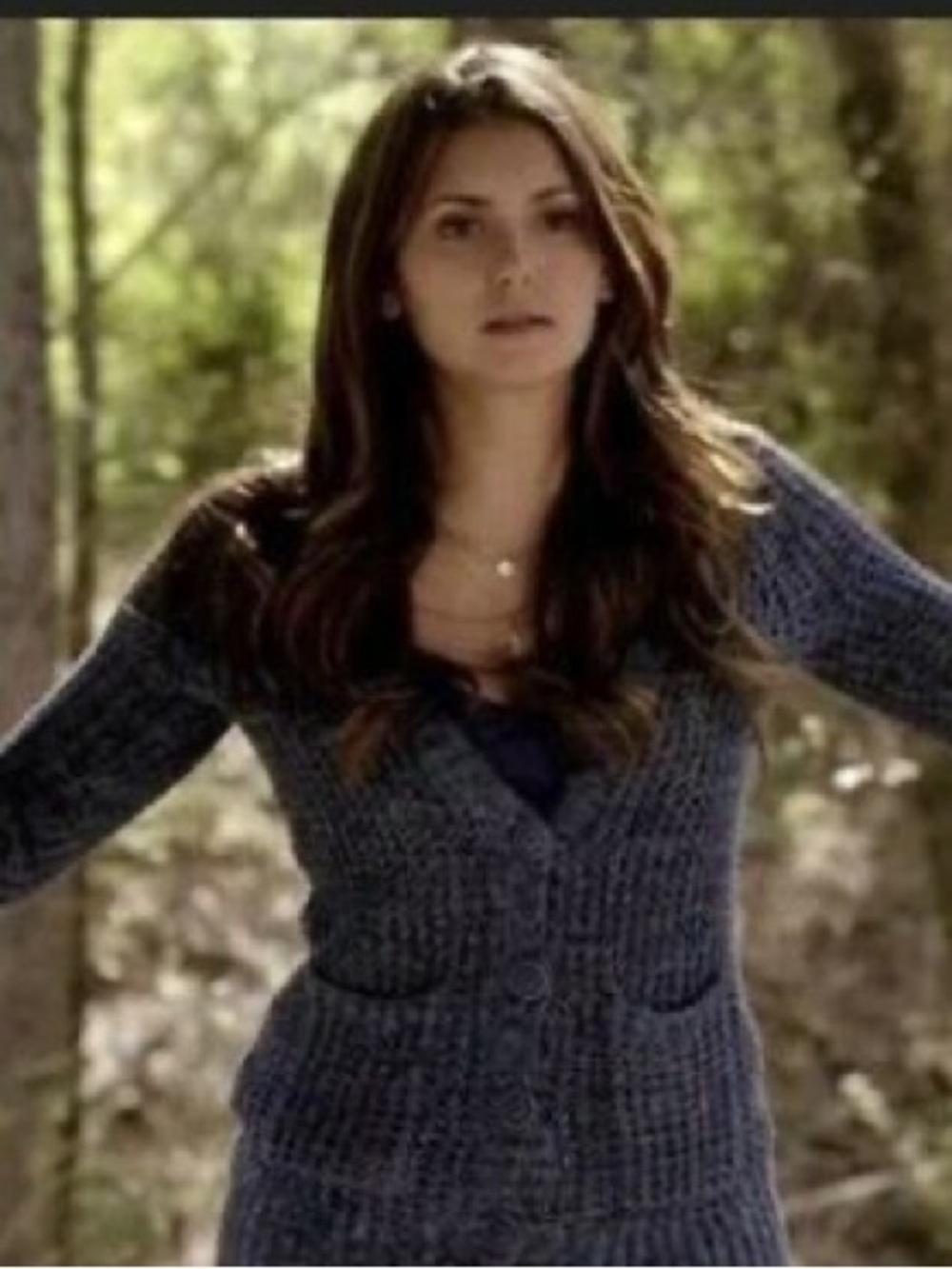 ASO Elena Gilbert American Eagle Marled Knit Chunky Cardigan Sweater